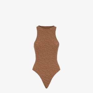 SKIMS X FENDI Brown Mock Neck Bodysuit Size 4XL Brand New with Tags